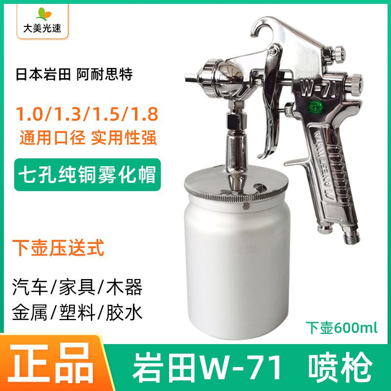 日本岩田W-71气动喷漆枪汽车油漆喷枪家具面漆枪W71高雾化喷壶枪