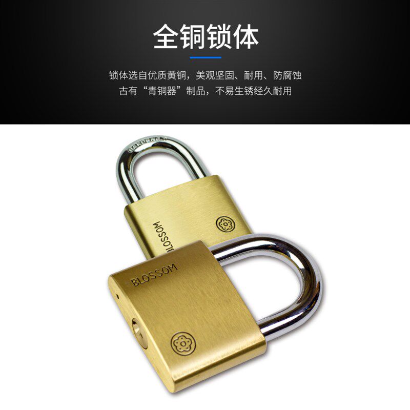 梅花牌雅圆铜锁纯铜挂锁防水防锈防盗小铜锁仓库大铁门挂锁头BC90