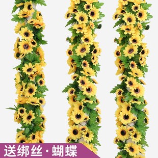 空调管道水道管遮挡装饰阳台水管遮丑柱子包裹电线美化假花向日葵