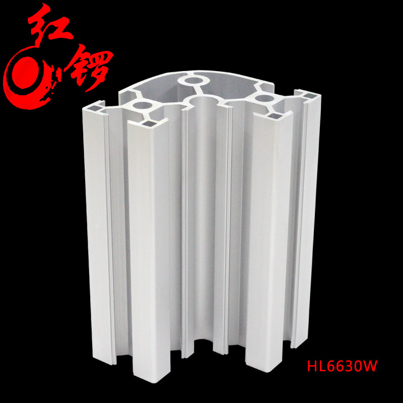 红锣工业铝型材6630欧标铝合金6060半圆形转角拐角流水线框架铝材 - 实物图