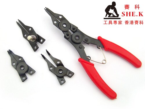香港赛科SHE.K 高档C型钳 卡簧钳 4合1卡簧钳组套 轴用孔用档圈钳
