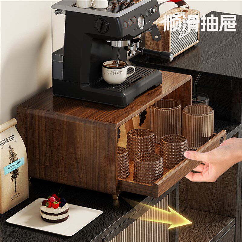 实木咖啡机置物架摆放台桌面防尘杯架水杯茶杯咖啡角杯X子收纳层