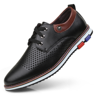 夏季 X潮流百搭鞋 镂空休闲皮鞋 男韩版 英伦青年洞洞透气皮凉鞋 男鞋