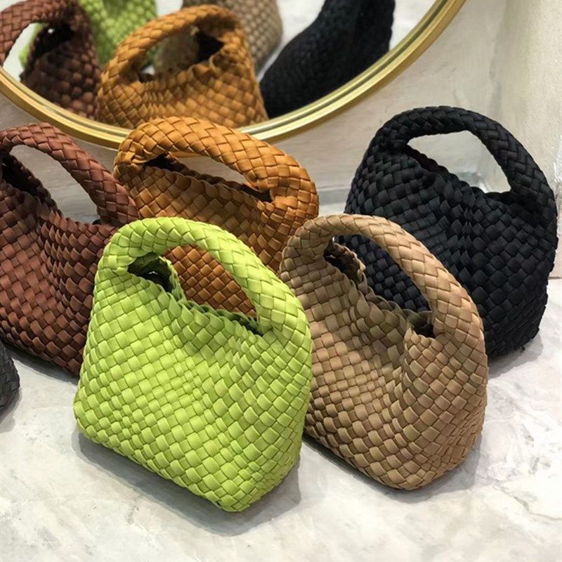 韩国缎面帆布手工编织包链条包女小众手提包迷你斜挎包小包手机包