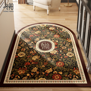 入户门地垫进门门口脚垫半圆形美式复古可擦免洗玄关门垫皮革地毯