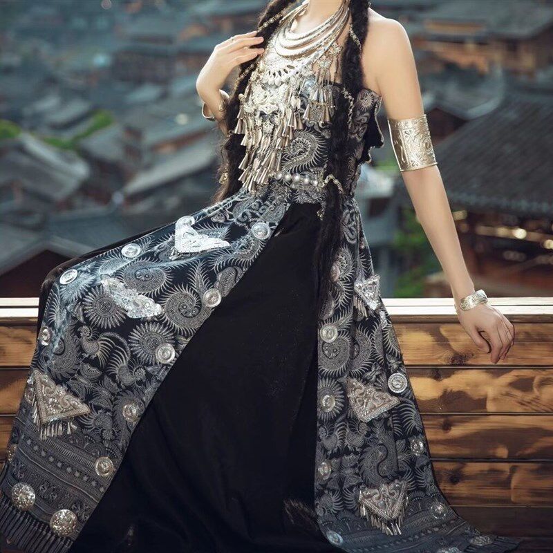 黔兰民族服装苗族侗族少数民族特色服装裹胸裙子(不含装饰)