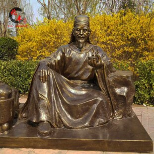 陆羽仿铜像民俗文化童子煮水品茶户外园H林景观玻璃钢人物雕塑现
