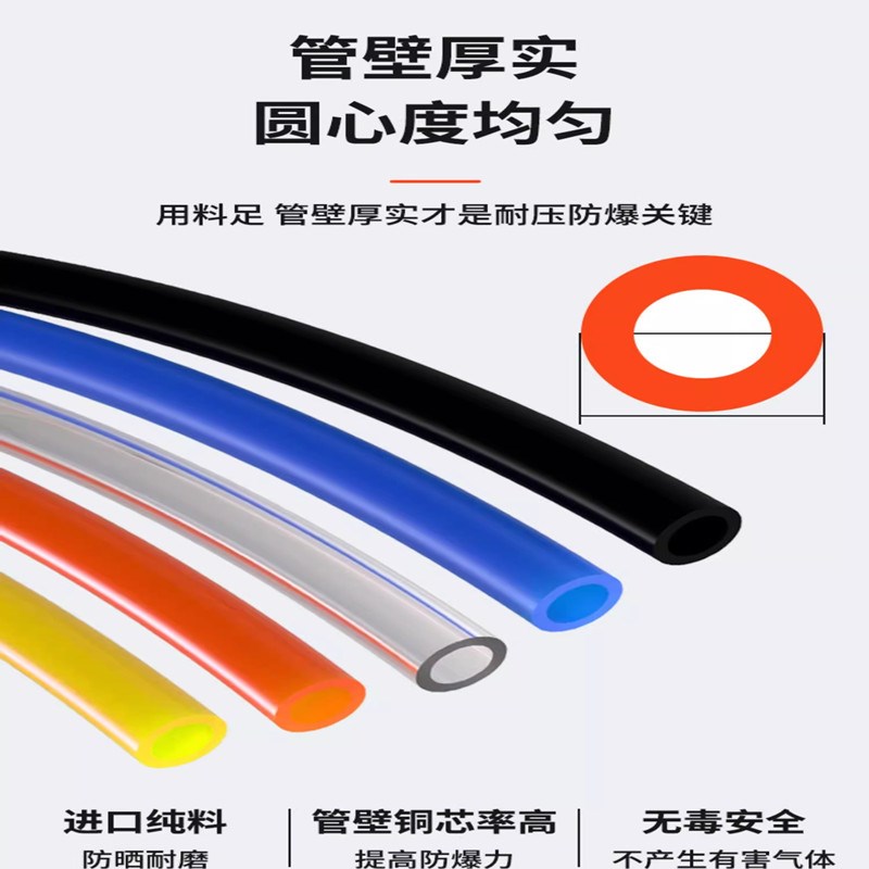 气泵空压机PU气管软管8mm高压汽管10mm气动透明气线防爆4 6 12mm