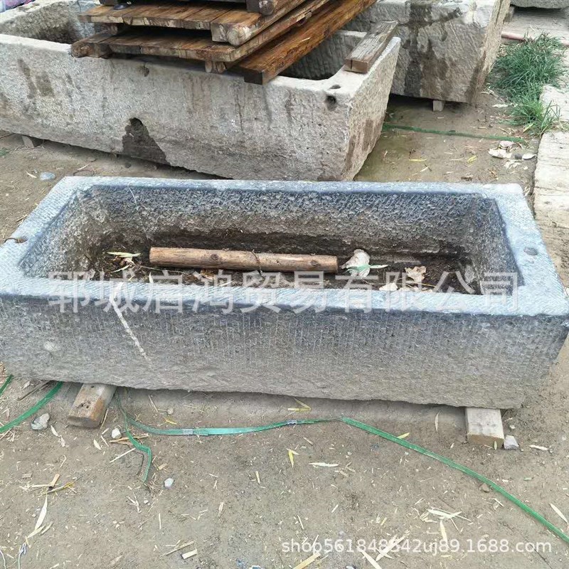 供应老石槽 石雕l花岗岩石槽 庭院做旧老槽子装饰养鱼花盆猪槽