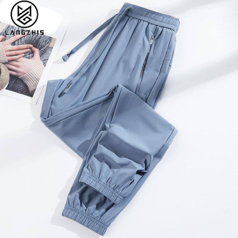 冰丝运动裤女休闲裤夏季薄款2024新款束脚速干冰凉垂感直筒防晒裤