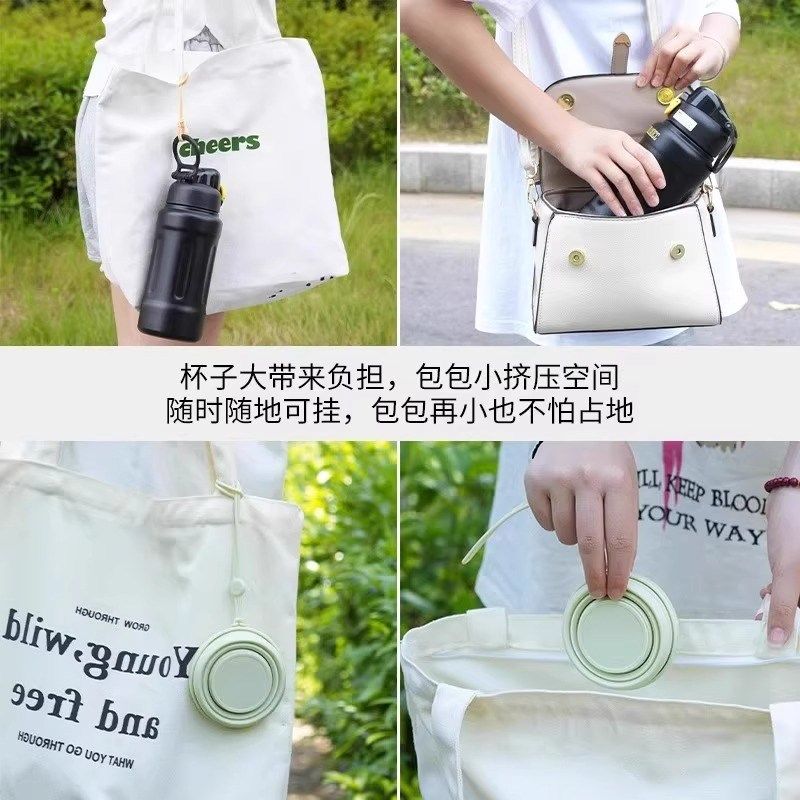 旅行可折叠水杯可携式矽胶宿舍漱.口杯户外L