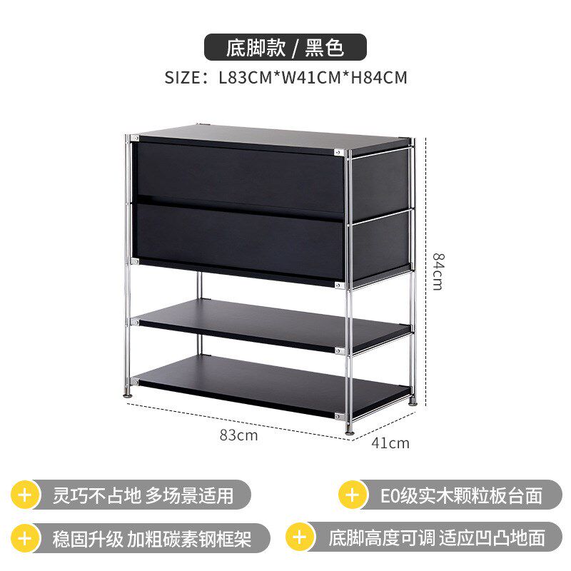 实木客厅现代双层置物柜可移x动休闲区咖啡机收纳柜卧室简约床头