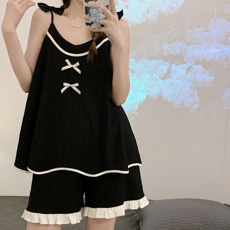 2023年新款夏季高级感睡衣女吊带棉质可爱公主风可外穿家居服套装