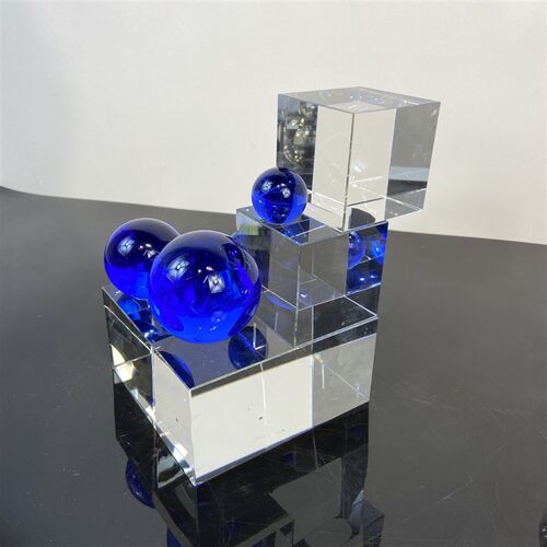 简约现代透明水晶金属电镀装饰多球摆件样板N间售楼处客厅软装饰