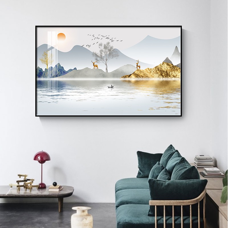 餐厅装饰画单个现代o简约客厅挂画横版单独一副卧室玄关进门柜壁