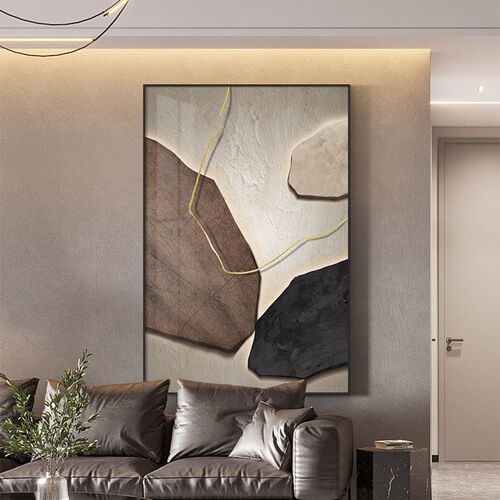 石来运转沙发背i景墙落地画侘寂风肌理客厅挂画简约抽象玄关装饰