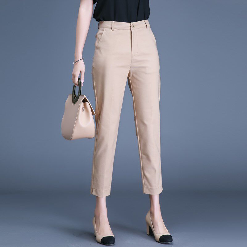 八分烟管裤直筒九分小脚西裤女春秋修身显瘦2024工装小个子休闲裤