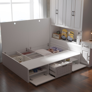收纳床和柜子一体 卧室 塌塌米柜子连床 儿童床衣柜书Z桌组合套装