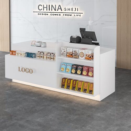 超市收银台展示柜一体小型吧台桌置D物架商用餐饮便利店前台接待