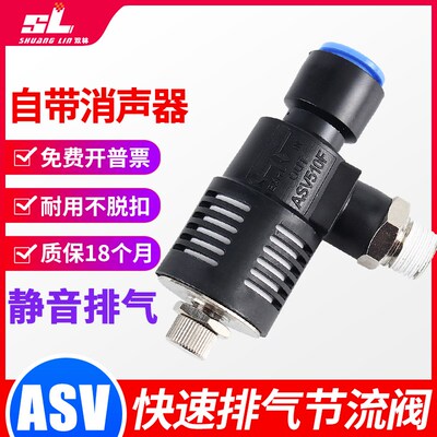 快速消声节流排气阀ASV310F-01-06 410-02-08 510-0310气缸快排阀