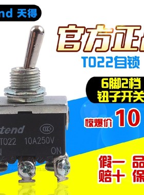 TO22原装正品TNED天得摇头开关/钮子开关/TO22B 6脚 ON ON 两边开