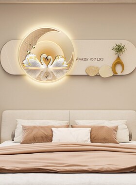 主卧室背景墙面房间床头装饰画led氛围壁灯2024新款挂画轻奢壁画