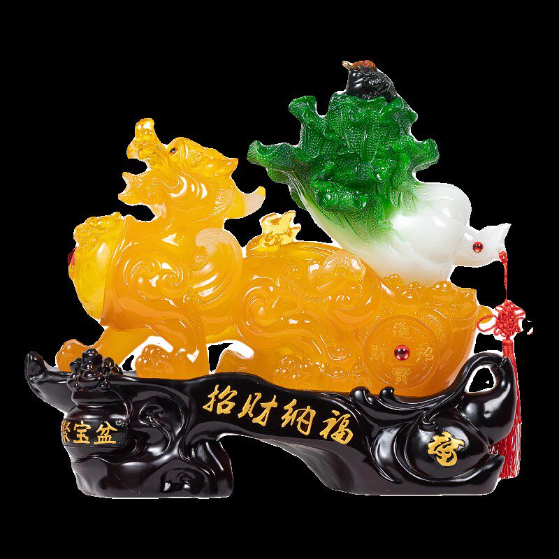 招财纳福玉貔貅摆件玉白菜客厅办公室店铺桌面装V饰品开业礼物