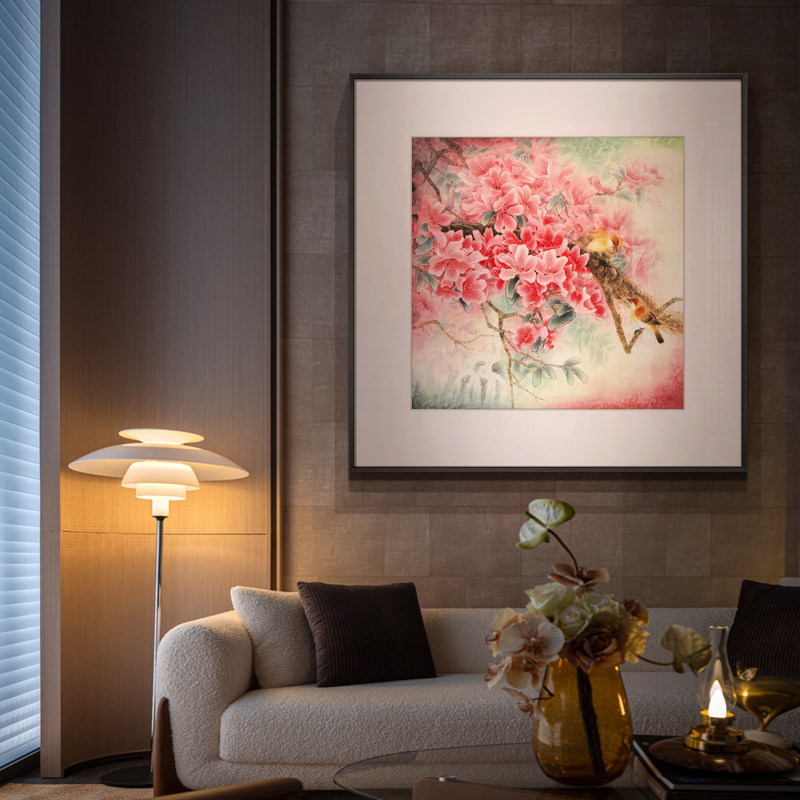 新中式客厅餐厅装饰画花鸟图国画玄关走廊过道背景墙挂画宫廷画师