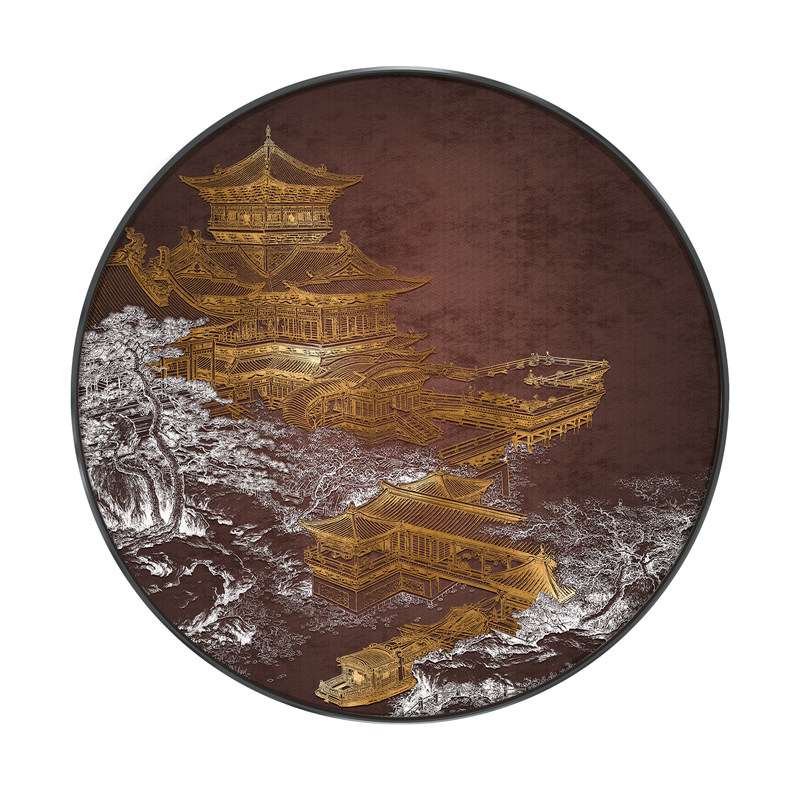 入户玄关装饰画i新中式浮雕立体画客厅背景墙挂画走廊过道烫金壁