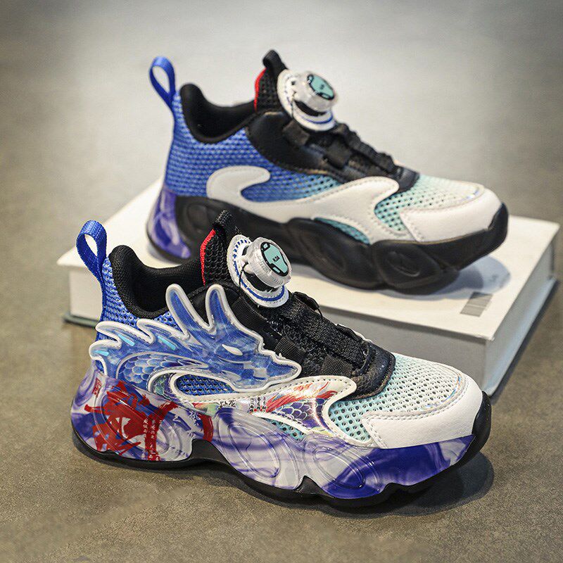 红色男童鞋子运动鞋夏季2025新款单网面镂空透气U防臭跑鞋儿童网