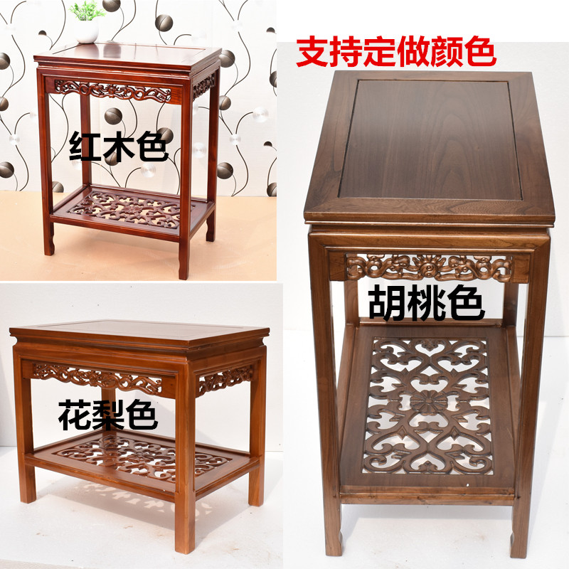 简约现代实木g花架鱼缸架架子榆木花几奇石客厅中式置物架盆景架
