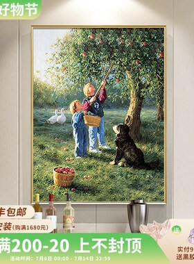 手绘油画人物现代简约玄关挂画美式客厅餐厅卧室床头儿童房装饰画