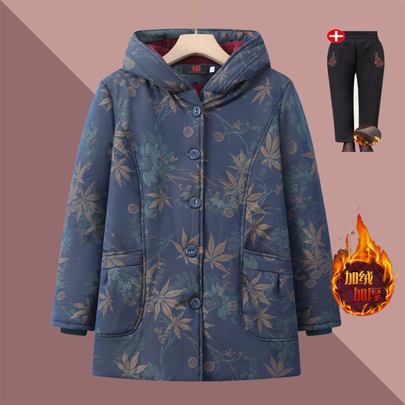 中老年人棉袄女奶奶冬装棉衣加厚洋气妈妈宽松外套老人冬季中长款