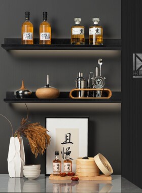 样板间厨房摆件新中式橱柜展厅厨D房层架软装饰品陈列道具调酒器