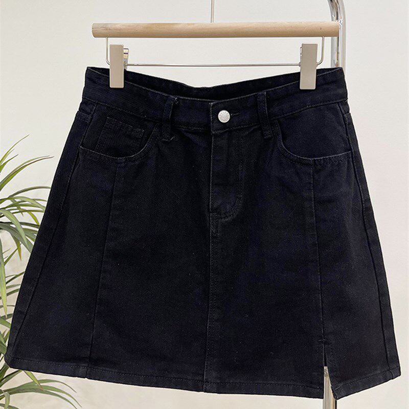 黑色牛仔短裤女2024新款夏季薄款a字热裤大码胖MM梨型身材包臀裤