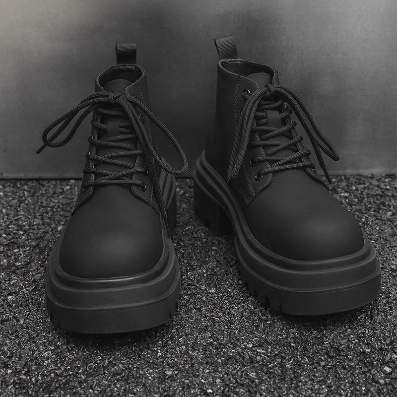 马丁靴男款秋冬季中帮厚底u磨砂皮高帮鞋英伦增高机车工装短靴子