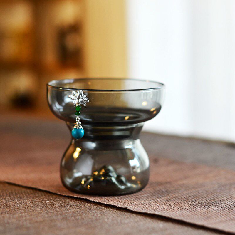 手工耐热玻d璃观山茶具套装公道杯茶滤网一体大号茶漏喝泡茶器
