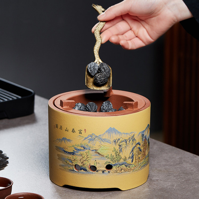 紫砂茶炉炭炉明火煮茶炉围炉烤茶器小碳炉子木炭S火炉老式陶土风