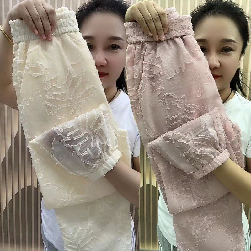 镂空裤子女2024夏季薄款百搭宽松九分裤蕾丝透气显瘦高腰灯笼裤