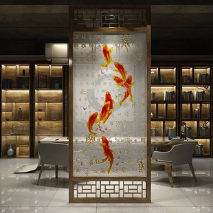 木栖新中式 饰家用双面刺绣座屏 实木入户玄关客厅隔断屏风I遮挡装