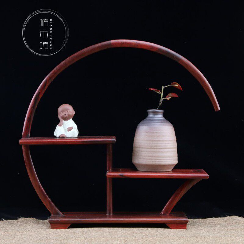 红木博古架小型多宝阁红酸枝茶具架实木置物架紫砂茶壶盆景展现货