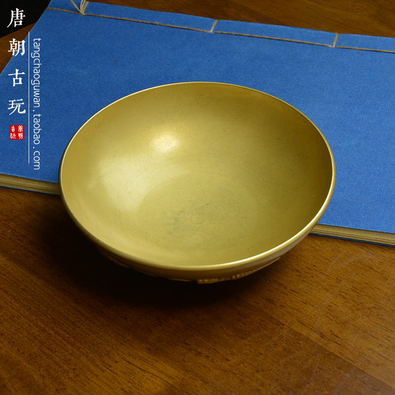 仿古纯铜碗浮雕五牛图中式古典茶碗书房摆件N家用铜器家居装饰收