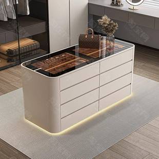 轻奢高级感首饰展示柜收纳斗柜中岛台服装店装饰柜衣帽间中岛柜