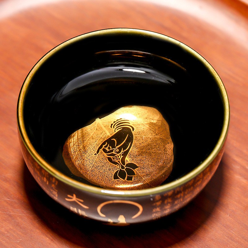 陶瓷心经杯茶杯主人u百杯建盏茶杯礼品杯子木叶盏