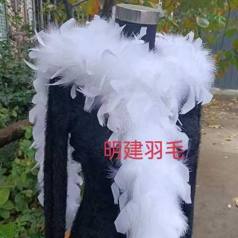新款精品冬季真鸵鸟毛围巾白色羽毛围脖礼服装饰材料舞台影楼写真