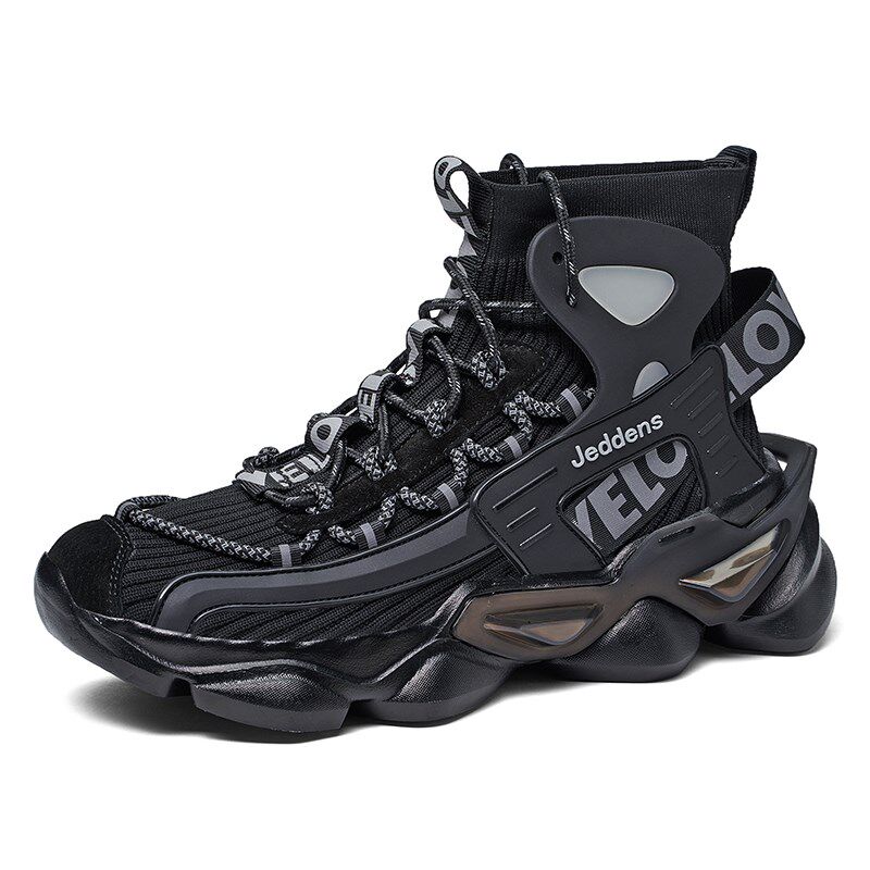 黑色马丁靴男夏季高帮休闲运动v工装鞋男款增高鞋男12cm内增高10c