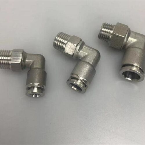 304不锈钢气动PL螺纹快插弯头外丝弯头气源速插气管快速连接