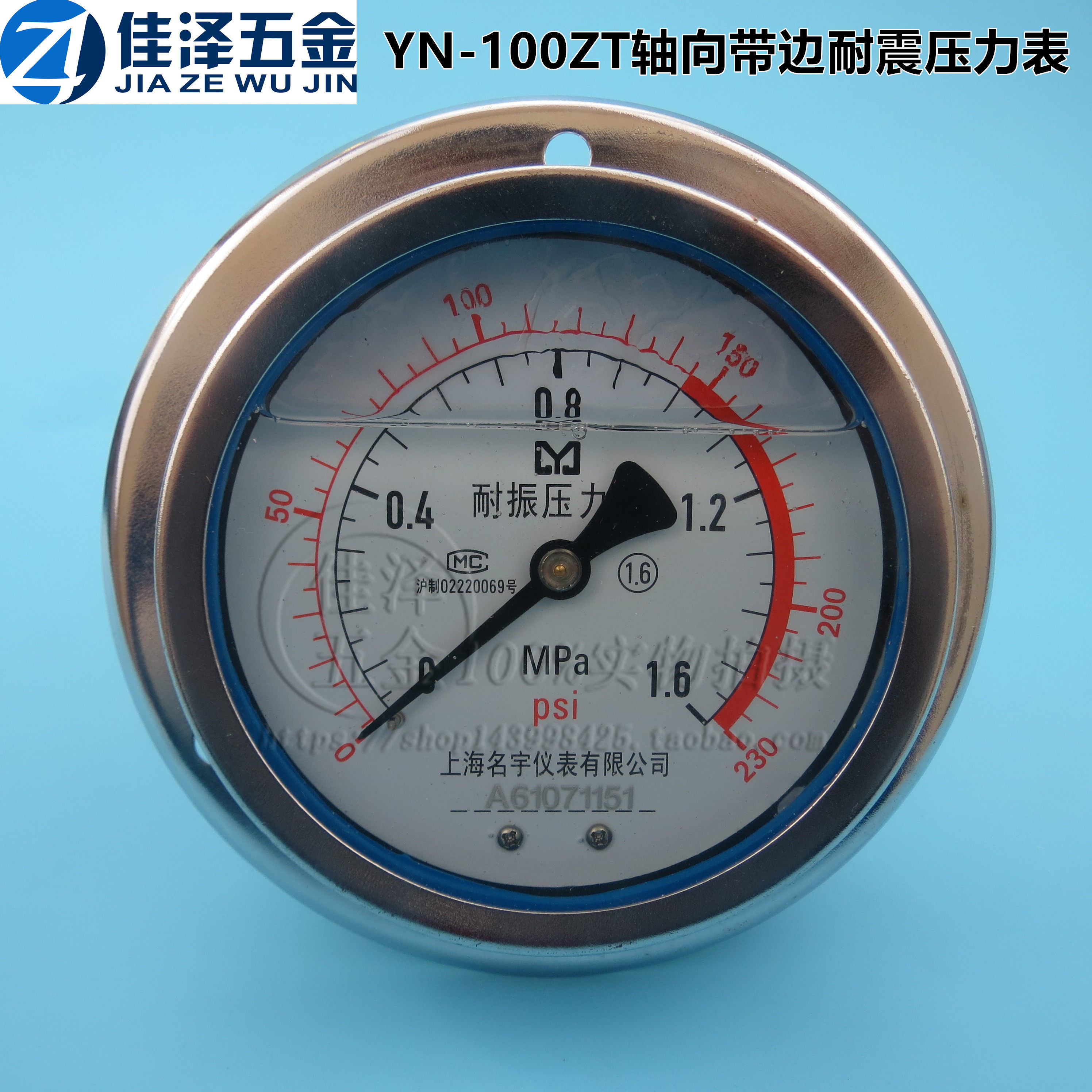 YN-100ZT面板轴向带边耐震压力表油压液压水压气压表0-0.6/1.6Mpa,鲜花速递/花卉仿真/绿植园艺,水枪,淘宝优惠券,粉丝福利购,淘宝优惠卷