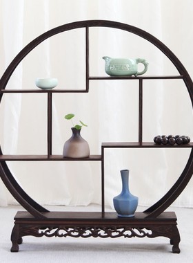 鸡翅木小博古架工艺品摆件家居客厅室内装K饰茶几摆件办公室装饰