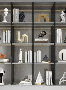 北欧轻奢客厅酒柜餐边柜装饰艺术感几何摆L件高档样板间售楼处摆